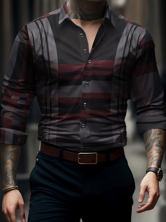 Fashionable And Simple Men's Long Sleeve Casual Lapel Simple Shirt, Trendy And Versatile, Suitable For Dates, For Formal Social Occasions And Appointments, For Summer Spring Fall